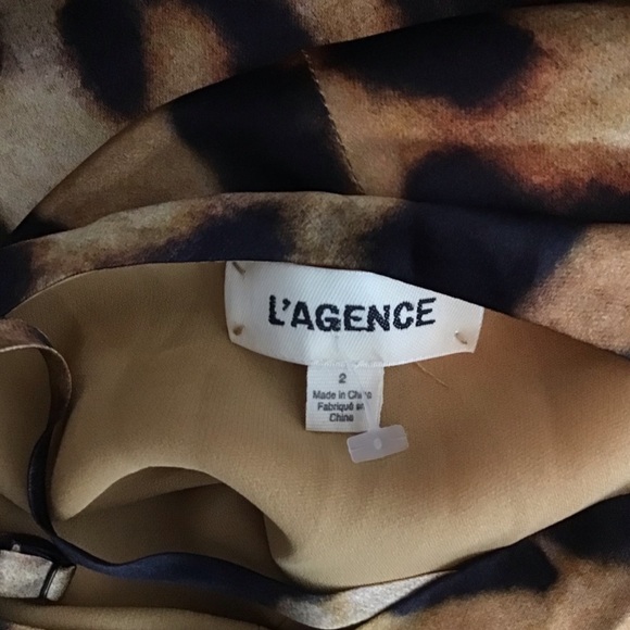 L’agence Serita Dress 2 Brown Animal Silk Maxi Gown - Picture 7 of 7